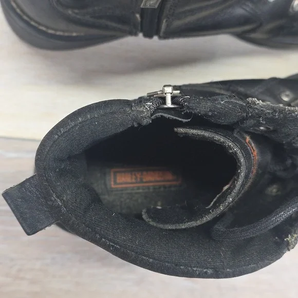 VNTG 90s/Y2K Harley-Davidson Women Leather Ankle LaceUp Riding Moto Boots SZ 10 - Picture 12 of 16